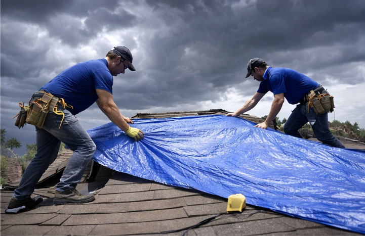 phoenix-emergency-roof-repair-storm-damage-tarp-install Emergency roof repair in Phoenix securing storm-damaged roof with tarp